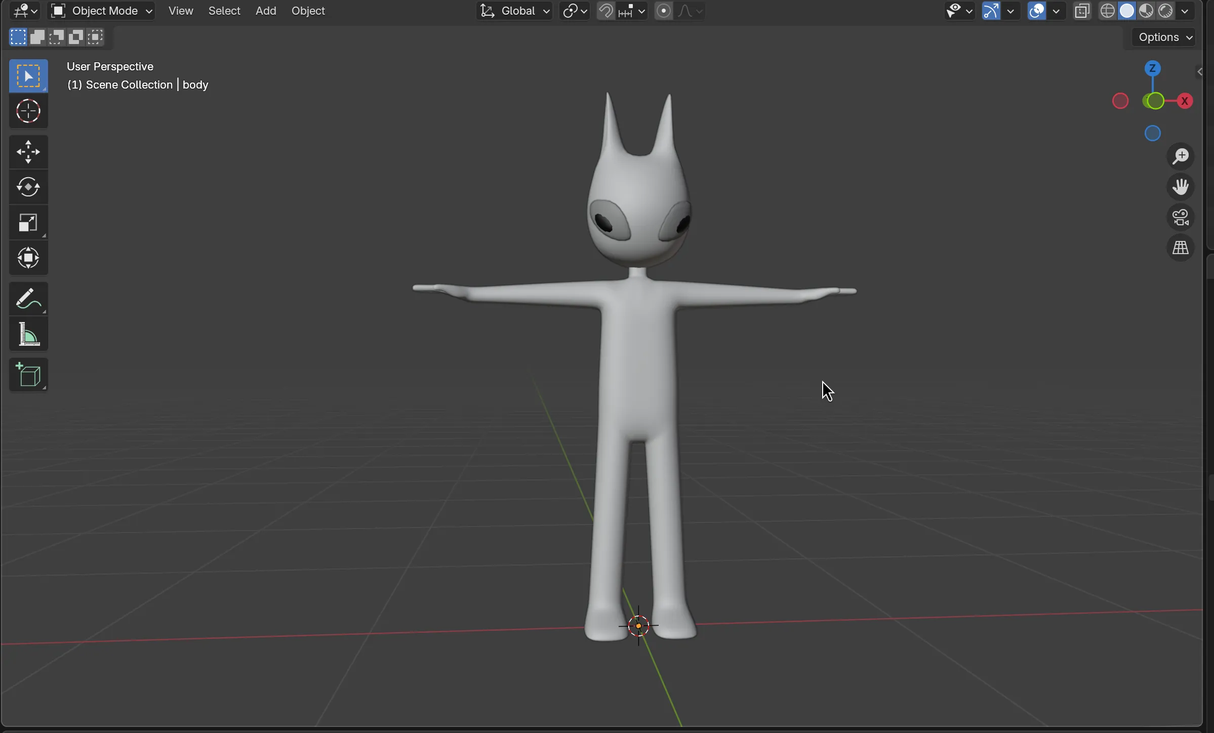 Modèle 3D du personnage principal réalisé sur Blender
