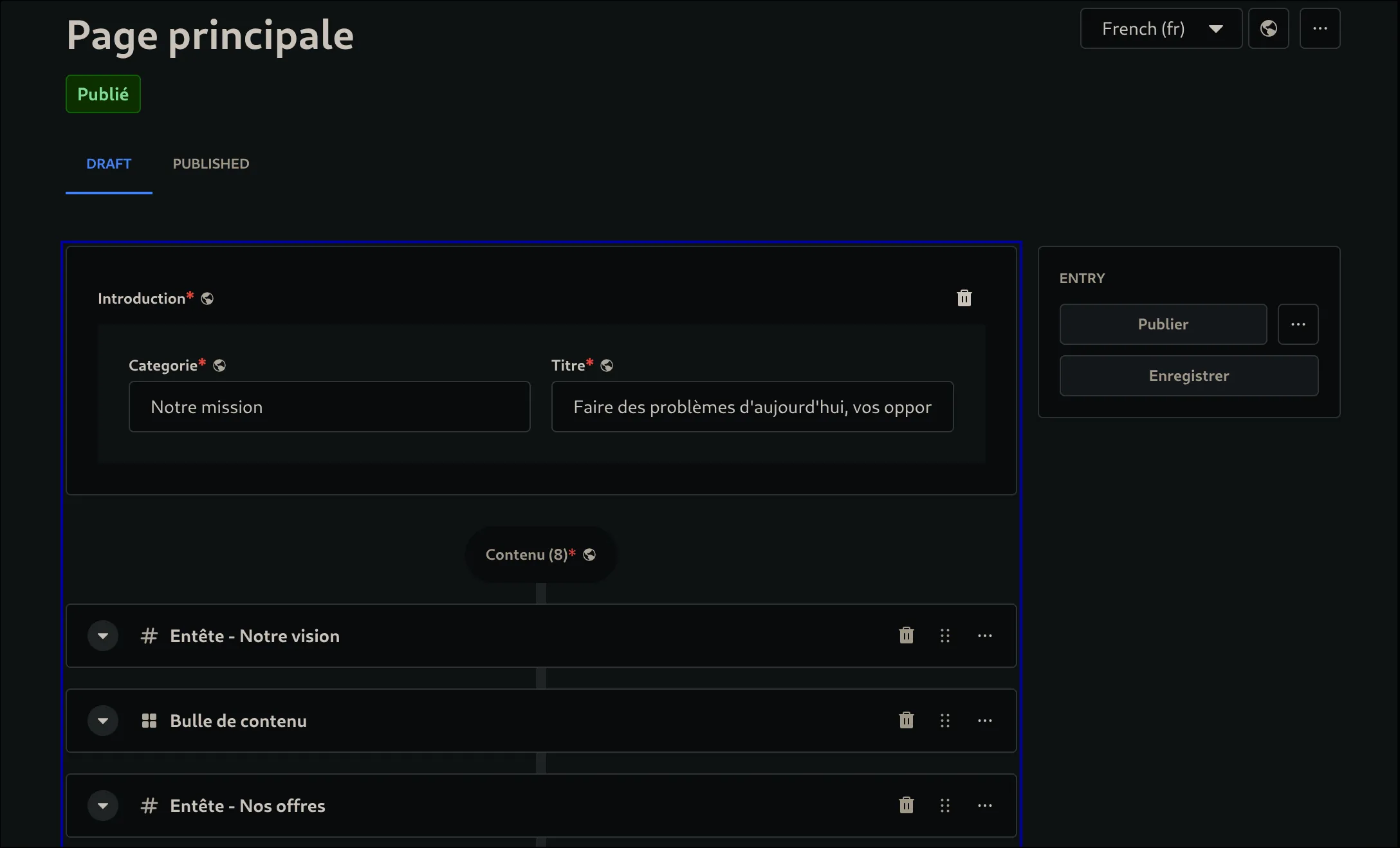 Interface du gestionnaire de contenu Strapi pour
Mecylium